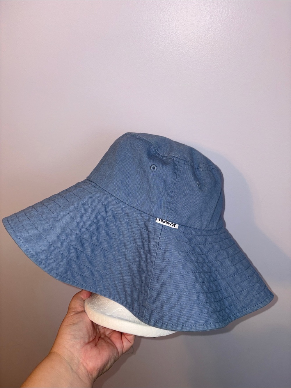 Hurley Villa Del Sol Blue Wide Brim Bucket Sun Hat OSFM